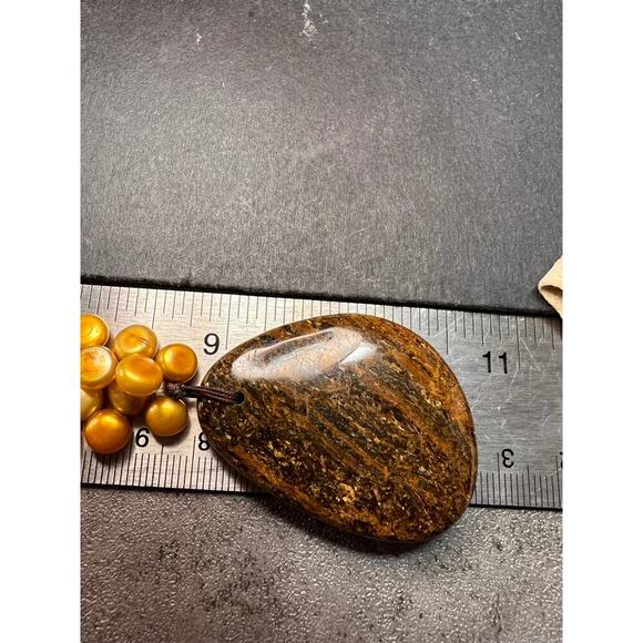 NEW freshwater pearl and bronzite necklace with sterling silver clasp - Picture 8 of 11